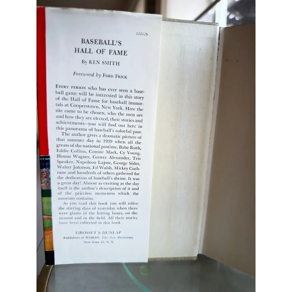 1952 Baseball’s Hall of Fame Ken Smith Hardcover w Original Dust Jacket